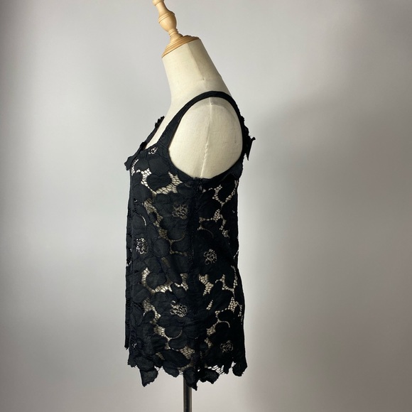 GENUINE PEOPLE Lace Appliqué Floral Tank Black M - Picture 6 of 7
